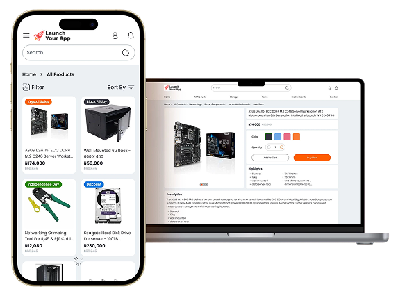 Multi-language store interface with language selector and localization